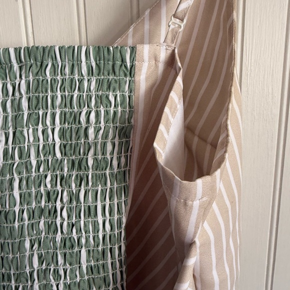 Anthropologie Tank Top Size Small Green Stripes with Back Knot Tie - Picture 4 of 7